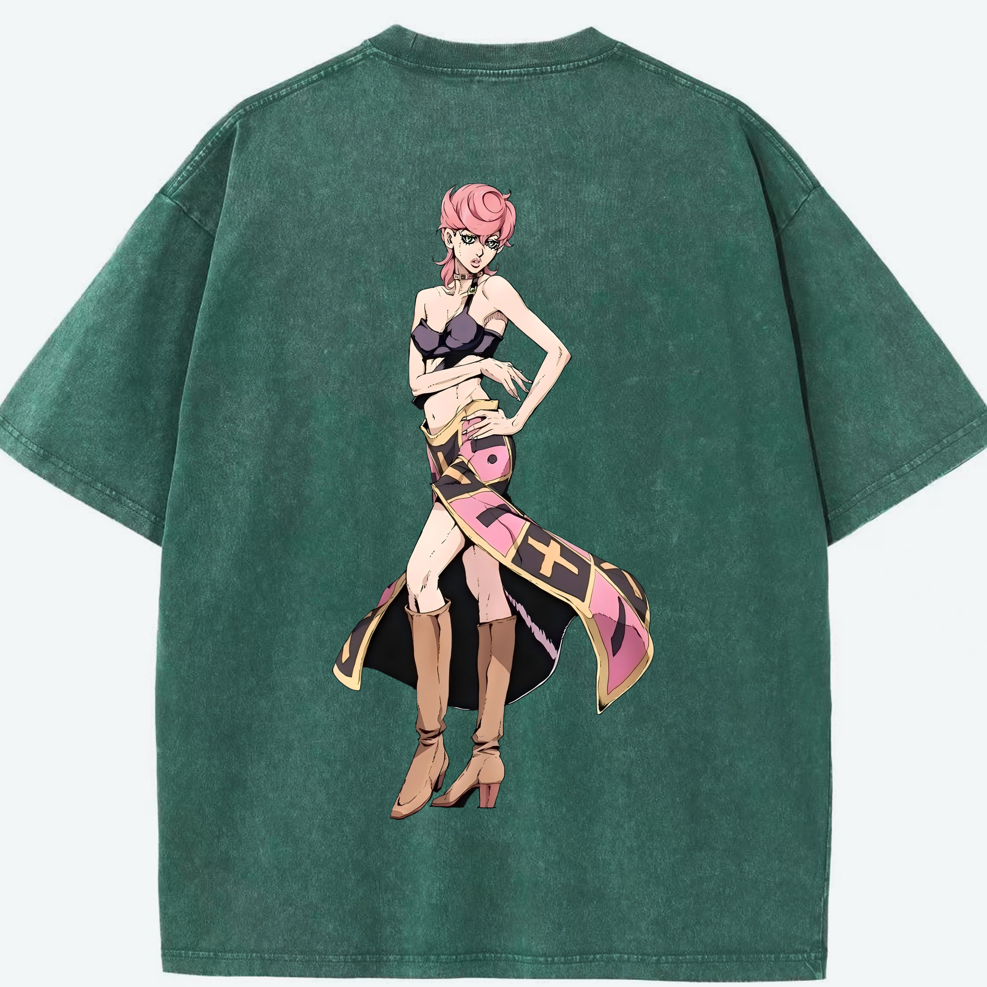 （画像用） ジョジョの奇妙な冒険 トリッシュ?ウナ JoJo's Bizarre Adventure Trish Una 綿100% ヴィンテージ風 半袖Tシャツ（背面プリント）